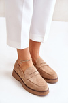 Classic Women's Moccasins Made Of Eco Suede Beige Belania