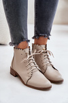 Leather Ankle Boots With Flat Heel Beige Zazoo 2964