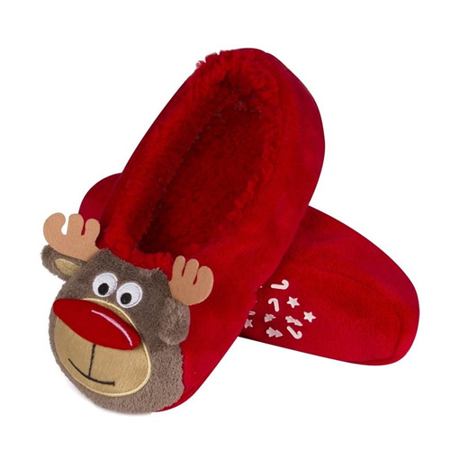 Home Women's SOXO Christmas Reindeer Ballerinas Red