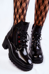 Lacquered Warm Lace-up Boots Black Ragnhild