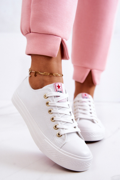 Women's Classic Sneakers White And Gold Ecoma
