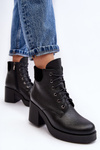 Leather Women's Boots On Heel Black Lemar Leocera