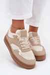 Women's Platform Sneakers with Sheepskin Beige Frelina