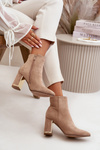 Ladies Heeled Boots Zip Fastened Insulated Eco Suede Light Brown Mevair