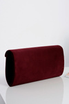 Women's Maroon Suede Clutch Bag Gold Chain