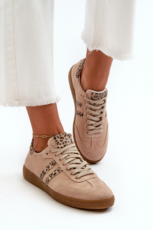 Zazoo N1068 Suede Low Women's Sneakers Beige