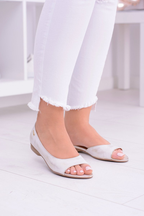 Leather Beige Maciejka Peep Toe Verma Ballerinas