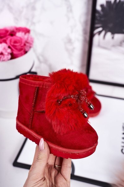 Children's Snow Boots Insulated With Fur Suede Red Amelia