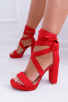 Women's Stiletto Sandals Platform Tied Red LaFiesta