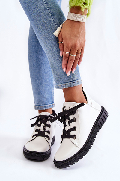 Półbuty Skóra Białe Sergio Leone PB210