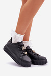 Women's Sneakers With Flowers Black Grelesi