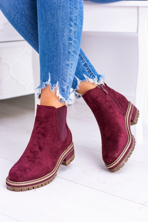Maroon Women's Flat Heel Gravis Stiletto Boots