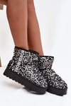 Women's Snow Boots on Platform Decorated with Sequins Black Silver Silmo