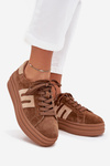 Damskie Sneakersy Na Platformie Zamszowe Camel Eldira