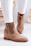 Suede Women's Boots Hidden Wedge Beige Solene