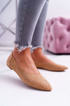 Lu Boo Women's Ballerinas Openwork Camel Dessert