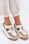 Womens Sneakers On Chunky Platform Animal Print Beige Telanila