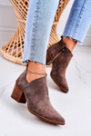 Women's Boots With A Cut On Block Heel Suede Brown Lawrence