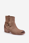 Suede Insulated Ankle Boots On Heel Beige Zazoo 60477