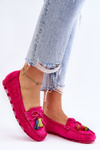 Suede Loafers With Bow And Fringes Fuchsia Dorine