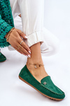 Mokasyny Damskie Zamsz Ozdoba Zielone Leah