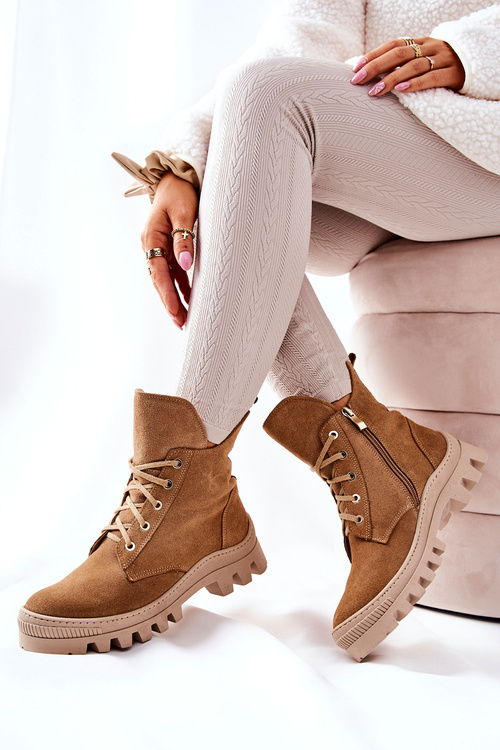 Padded Suede Boots Trappers Camel Annabeth