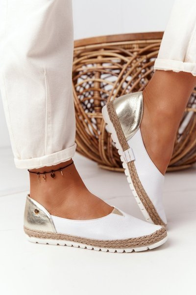 Women’s Leather Ballerinas Maciejka 05056-11 White-Gold