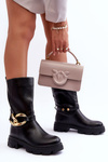Leather Ankle Boots on a Flat Heel Black Diominna