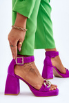 Women's Suede Sandals With Massive Heels Lewski Shoes 3207 Fuchsia