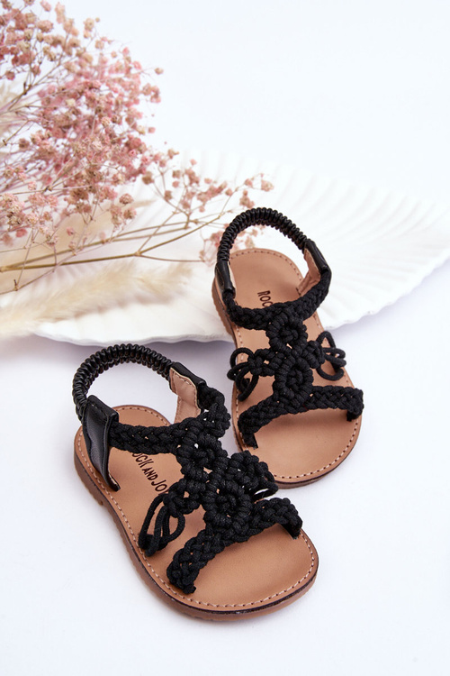 Children's Braided Slip-on Sandals Black Tracy