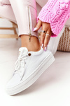 Women's Leather Sneakers On The Platform White Nicole 2645