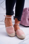 Pink Suede Espadrilles Ballerinas with Studs Tatiana