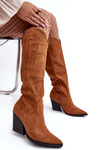 Suede Cowboy Boots Fashionable Camel Delia