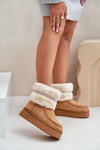 Women's Snow Boots On A Platform With Fur And Pattern Camel Deepanti
