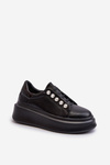 Women's Leather Sneakers on Chunky Platform Black S.Barski LR628