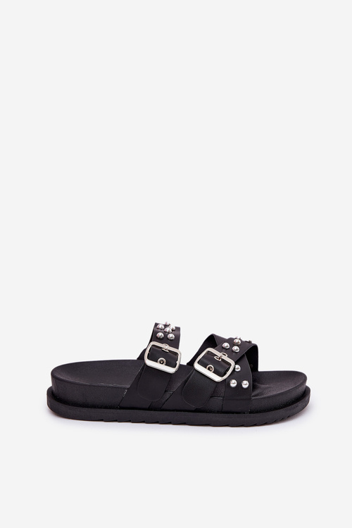 Women's Sandals With Buckles On Cork Sole Black Sercele