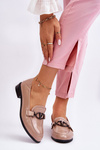 Patent Flat Heel Loafers Beige Marra