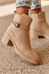 Suede Boots with Buckle Beige Neste