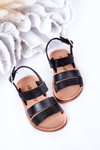 Children's Shiny Sandals Black Natalie