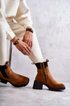 Women's Warm Boots On Heel Camel Abella