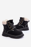 Children's Trapper Boots with Zip and Faux Fur Black Marialee