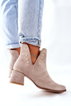 Women's Suede Boots With Cut outs Lewski Cappuccino 3074/B