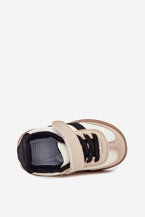 Dziecięce Sneakersy Buty Sportowe Eko Skórzane Rzep Beżowe Adelina