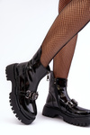 Women's Glossy Zip-up Boots D&A MR870-94 Black