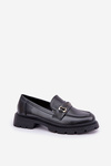 Classic Women's Moccasins Made Of Eco Leather Black Savethira