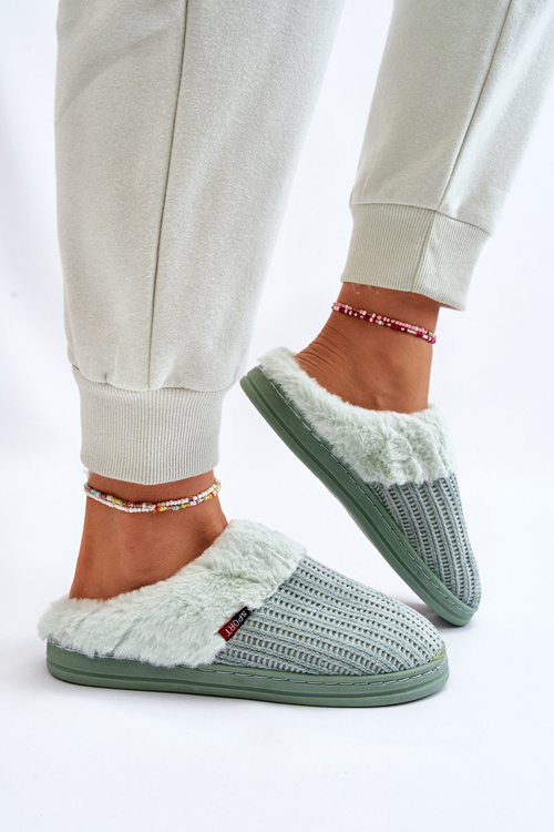 Papcie Damskie Ocieplane Wsuwane Futerko Zielone Leriss