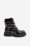 Women's Embellished Glossy Boots Chelsea Black Sibenna
