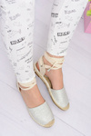 Women's Linen Ballerinas Tiered Silver Espadrilles Sea