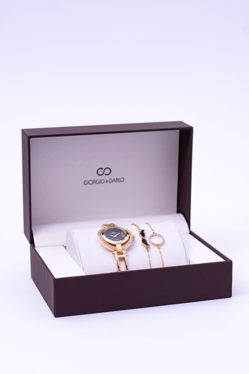 Giorgio Dario Set Gold Watch Crystals Two Bracelets