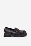 Women Moccasins With Golden Detail Eco Leather Black Gemitha